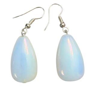 Opalescent White Teardrop Earrings